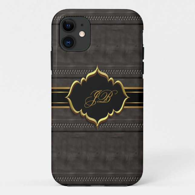 Étui iPhone 5 Case-Mate Or Noir Aspect Cuir (Dos)
