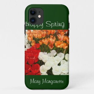 Étui iPhone 5 Joyeux Printemps Votre Nom Tulipes