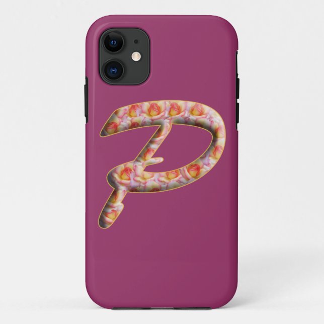 Étui Iphone 5 motif monogramme P dans les roses (Dos)