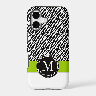 Étui iPhone 5 vert monogramme à rayures zèbre