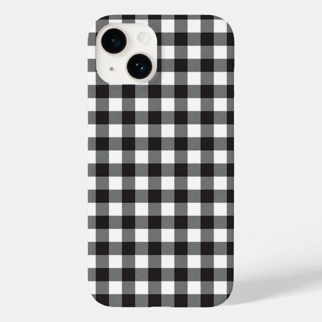 Étui iPhone à carreaux buffle noir et blanc (Verso)