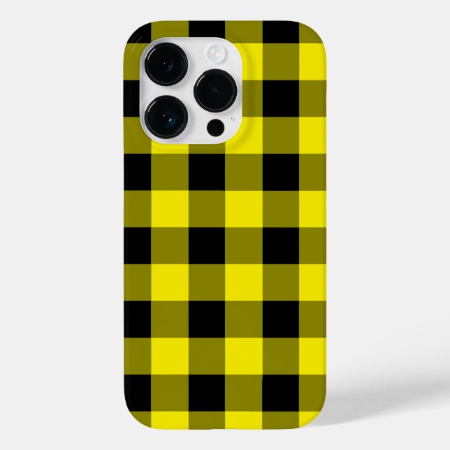 Étui iPhone à carreaux noir jaune (Verso)