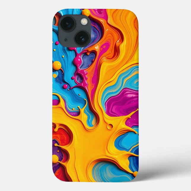 Étui iPhone à encre abstraite tourbillonnante colo (Verso)