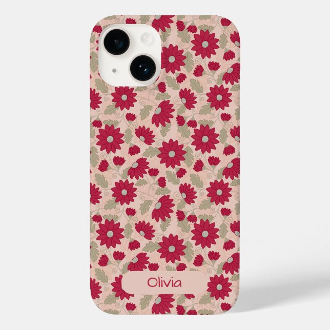 Étui iPhone à marguerites roses personnalisé (Verso)