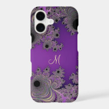 Étui iPhone à monogramme fractal violet nacré