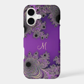 Étui iPhone à monogramme fractal violet nacré