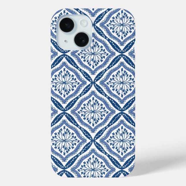 Étui iPhone à motif bleu et blanc (Verso)