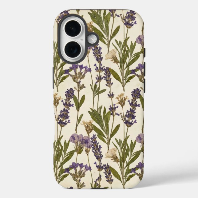 Étui iPhone à motif botanique d'herbier de lavande (Verso)