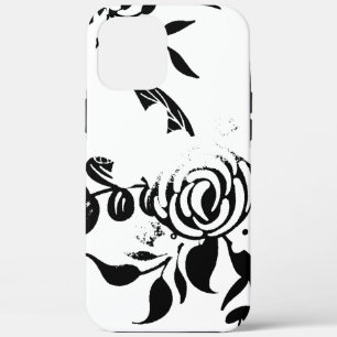 Étui iPhone à motif floral délavé noir et blanc