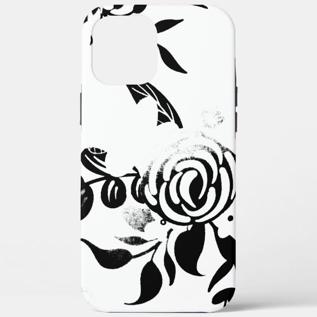 Étui iPhone à motif floral délavé noir et blanc (Verso)