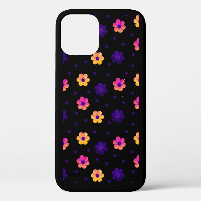 Étui iPhone à motif floral pastel rétro sur fond b (Verso)