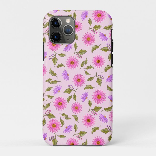 Étui iPhone à motif floral rose de la collection L (Dos)