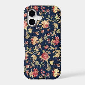 Étui iPhone à motif floral rose vintage élégant