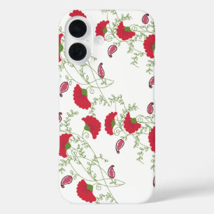 Étui iPhone à motif floral rouge classique et pais