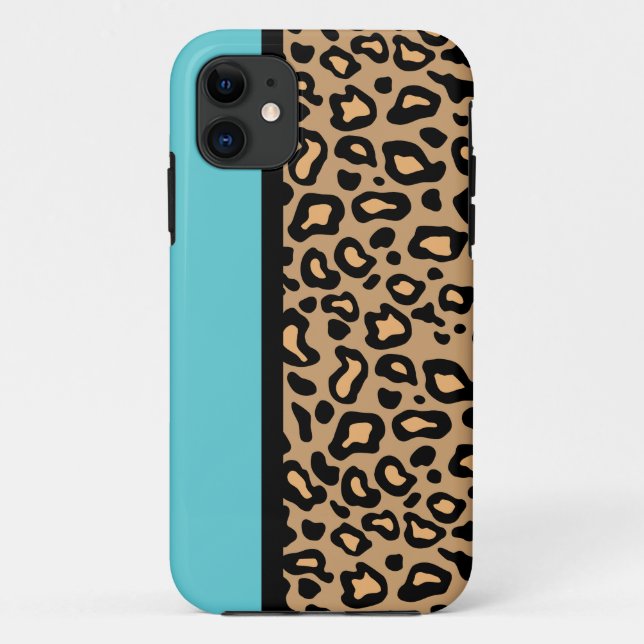 Étui iPhone à motif léopard turquoise Rétro Cadeau (Dos)