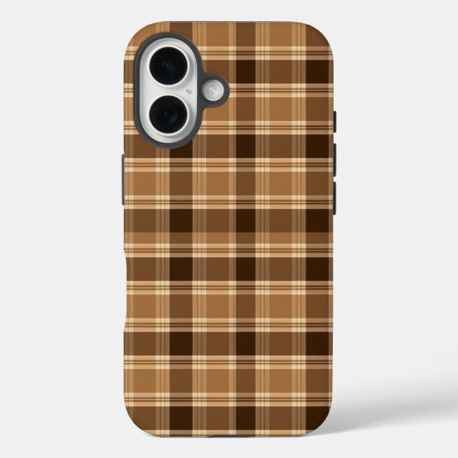 Étui iPhone à motif tartan marron esthétique (Verso)