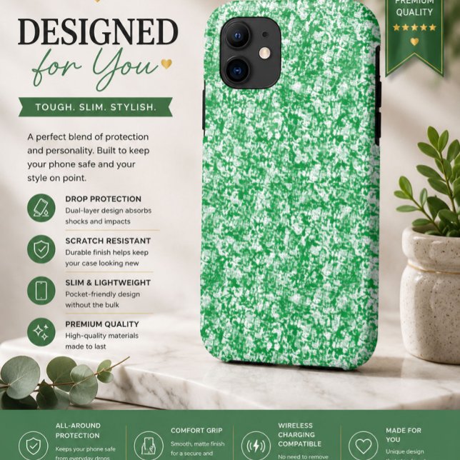 Étui iPhone abstrait vert moderne (Créateur téléchargé)