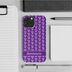 Coque iPhone Animal Paw Silhouette violet rose sur Purple Perso