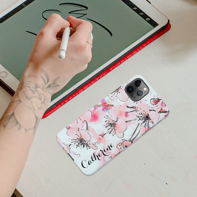 Etui iPhone Aquarelle Cherry Blossoms Illustration artistique