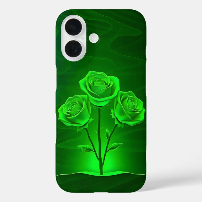 Étui iPhone Art Roses Vert Fluorescent (Verso)