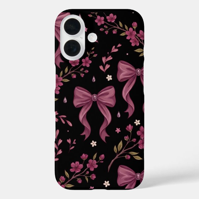 Étui iPhone aux nœuds roses et au thème esthétique (Verso)