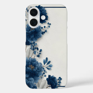Étui iPhone aux pivoines bleu marine
