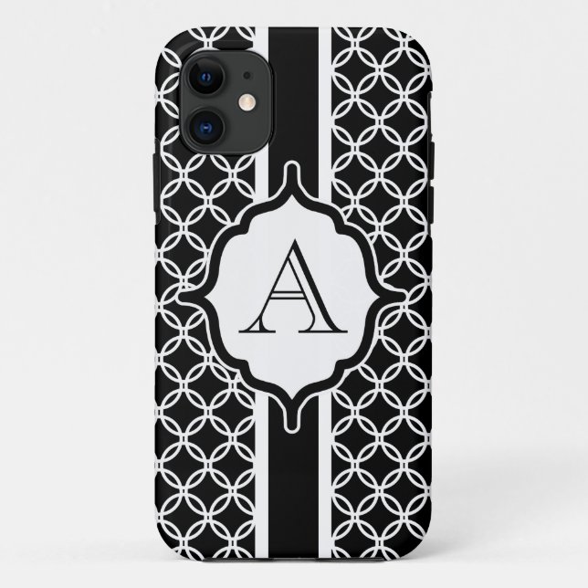 Étui iPhone avec monogramme en dentelle noire (Dos)