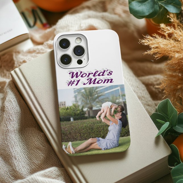 Étui iPhone avec photo de maman texte violet (Créateur téléchargé)