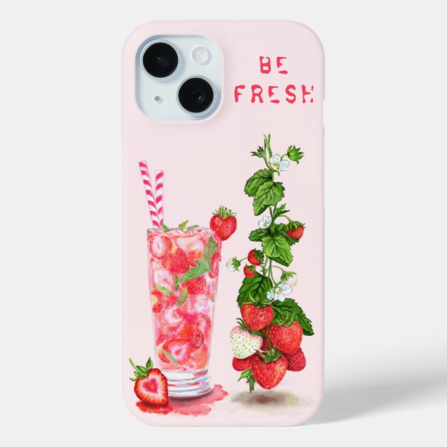 Étui iPhone Boisson Jus de Fraise - Texte personna (Verso)