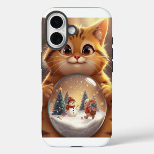 Étui iPhone Boule à Neige Noël Chat Mignon