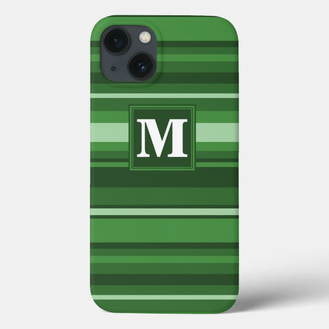Étui iPhone Case-Mate à rayures vertes Monogram (Verso)