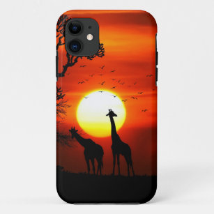 Etui iPhone Case-Mate Coucher du soleil orange en silhouette de girafe
