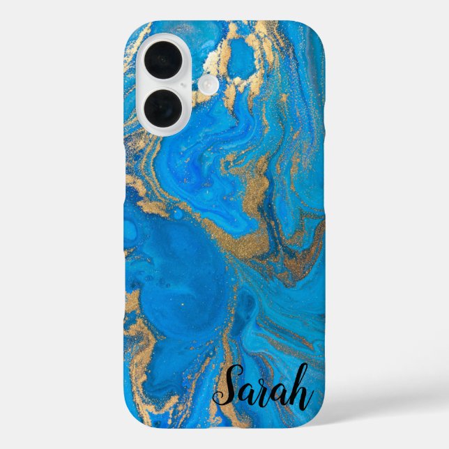 Étui iPhone Case-Mate en marbre bleu tendance cool (Verso)