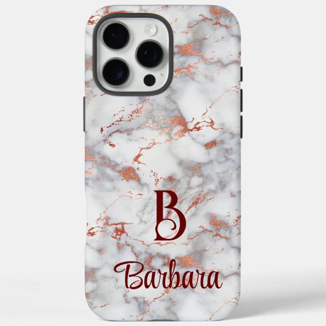 Étui iPhone Case-Mate en marbre et or rose Monogra (Verso)