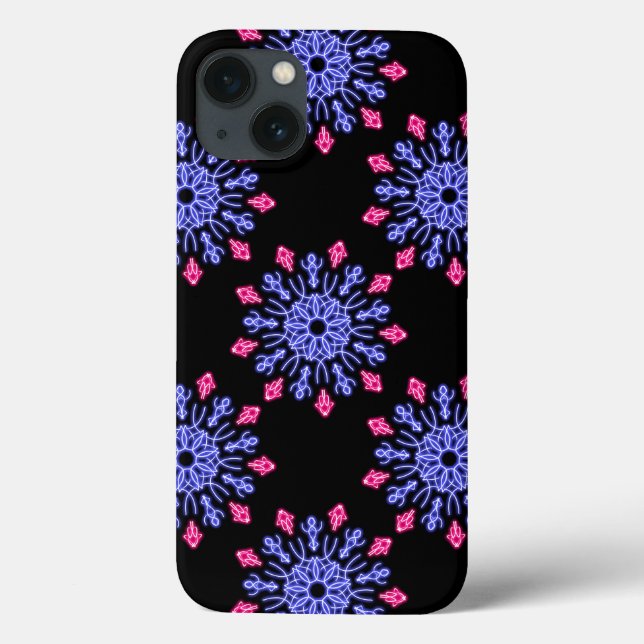 Étui iPhone Case-Mate fleur néon bleu et rouge (Verso)
