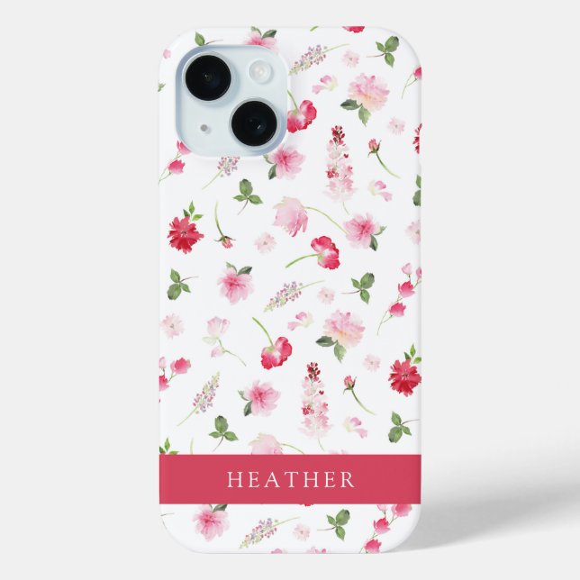 Étui iPhone Case-Mate Fleurs Aquarelle Rose Fémini (Verso)