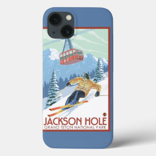 Etui iPhone Case-Mate Jackson Hole, Wyoming Skier et Tramway