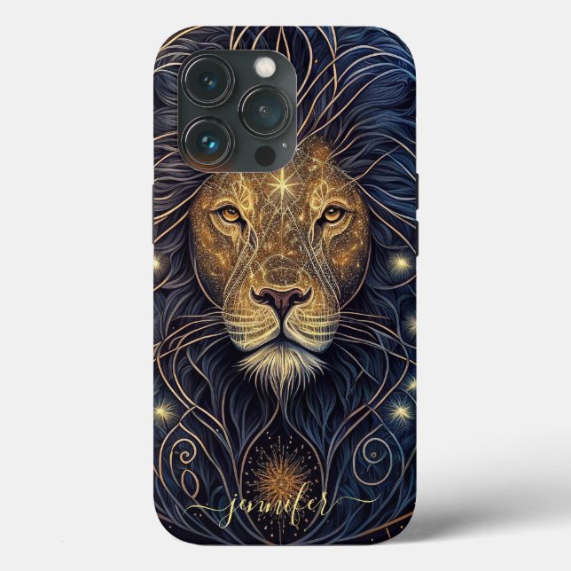 Étui iPhone Case-Mate Lion zodiaque noir et or (Verso)