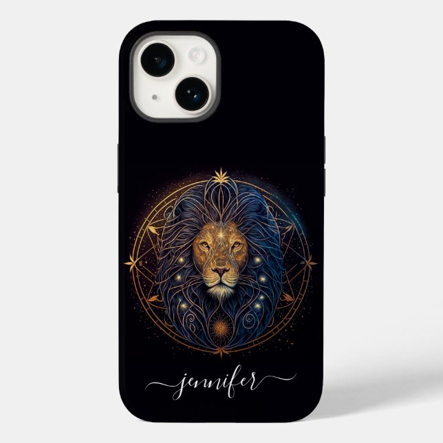 Étui iPhone Case-Mate Lion zodiaque noir et or (Verso)