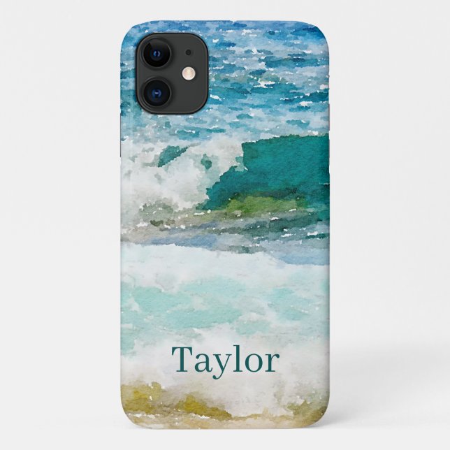 Étui iPhone Case-Mate Monogrammé Océan Aquarelle (Dos)
