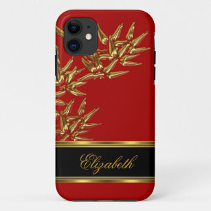 Etui iPhone Case-Mate or rouge en bambou asiatique chic élégant de