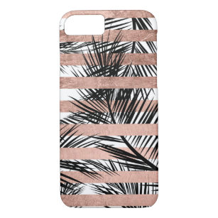 Etui iPhone Case-Mate Palmiers noirs tropicaux rayures d'or roses chic