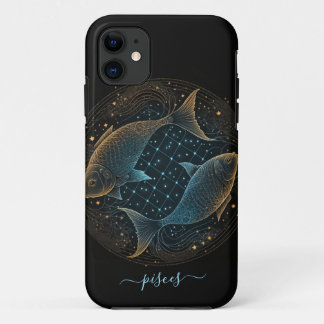 Étui iPhone Case-Mate Poissons zodiaque noir et or