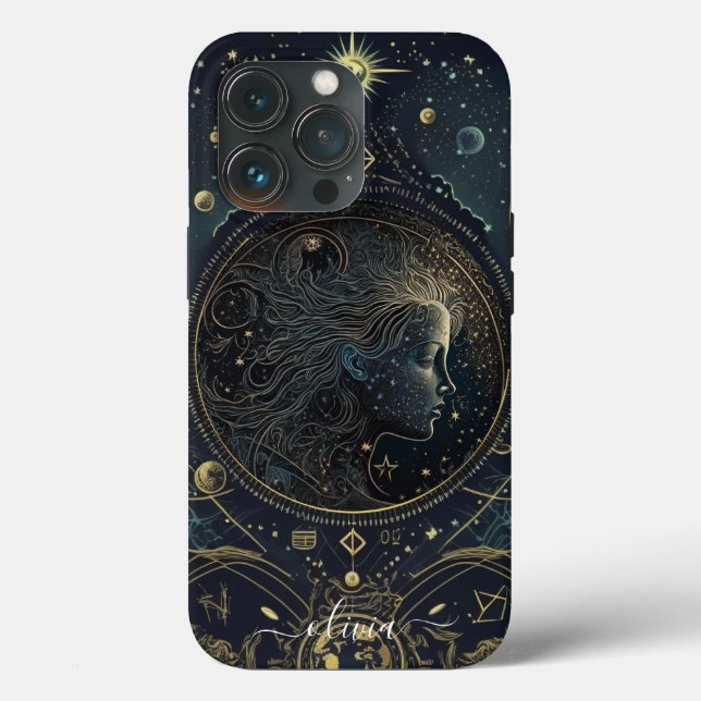 Étui iPhone Case-Mate Vierge zodiaque noir et or (Verso)