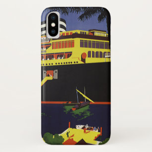 Etui iPhone Case-Mate Vintage voyage, bateau de croisière Art déco à Por