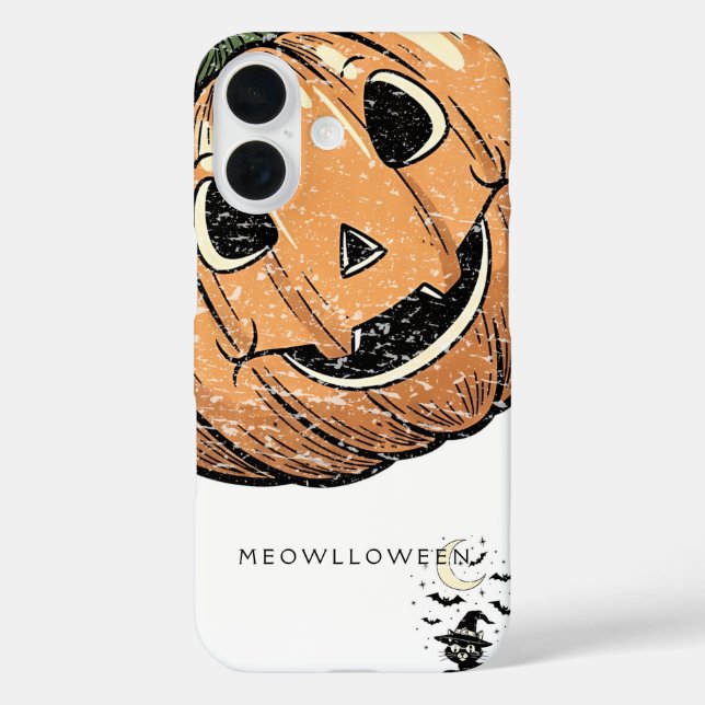Étui iPhone Chat Pumpkin Vintage “Meowloween” (Verso)
