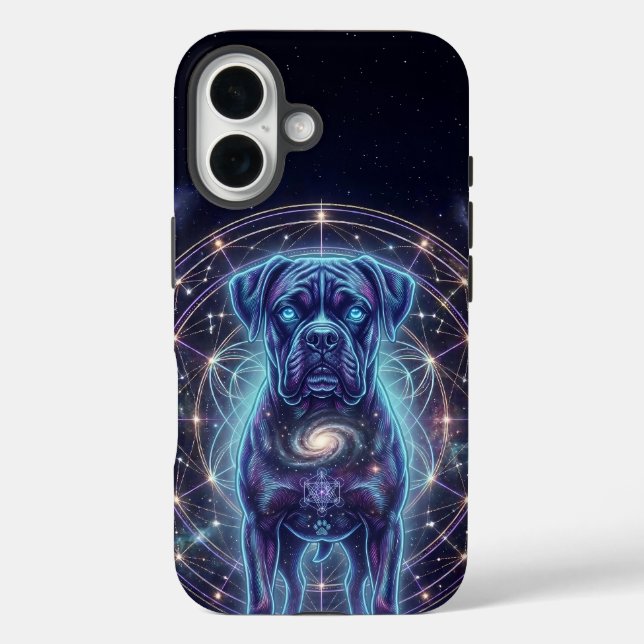 Étui iPhone Chien Boxer Cosmique Zodiaque Galaxie  (Verso)