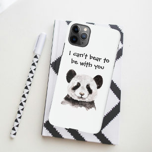 Coque iPhone Citation Romantique Moderne Avec Panda Noir Et Bla