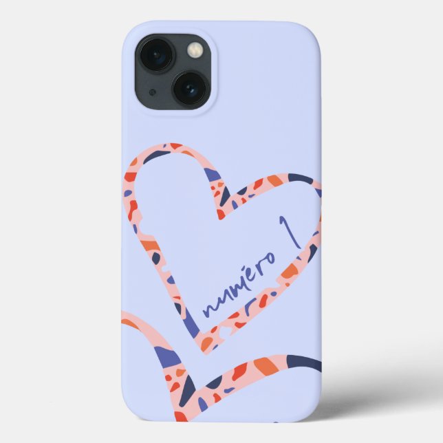 Étui Iphone Cœur, Français, Bleu, Luxe, Amour (Verso)