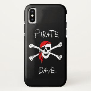 Étui iPhone Crâne et Os de Pirate Noir